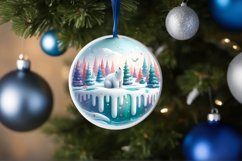 Polar Bear Winter Scene Round Ornament Sublimation PNG Product Image 1