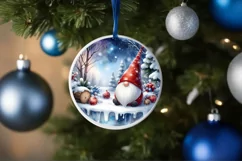 Gnome Winter Scene Round Ornament Sublimation PNG Product Image 4