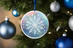 Pastel Snowflake Round Ornament Sublimation PNG Product Image 4