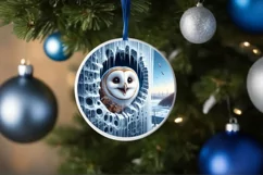 Smiling Owl Round Ornament Sublimation PNG Product Image 4