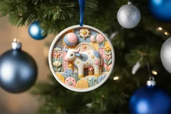 Round Christmas Ornament Sublimation|Clipart Product Image 1
