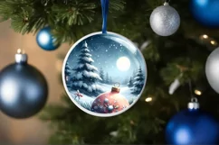 Sleigh Winter Scene Round Ornament Sublimation PNG Product Image 1