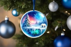 Polar Bear Winter Scene Round Ornament Sublimation PNG Product Image 1