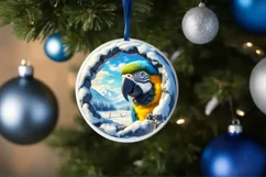 Parrot Snow Round Ornament Sublimation PNG Product Image 4