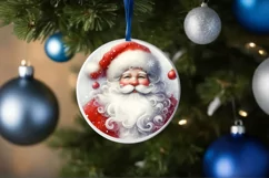 Santa Christmas Round Ornament Sublimation PNG Product Image 4