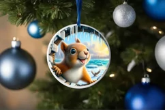 Pastel Squirrel Icy Round Ornament Sublimation PNG Product Image 4