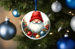 Gnome Winter Scene Round Ornament Sublimation PNG Product Image 4