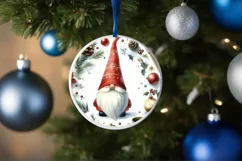 Gnome Winter Scene Round Ornament Sublimation PNG Product Image 4