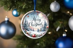 Santa Winter Scene Round Ornament Sublimation PNG Product Image 4