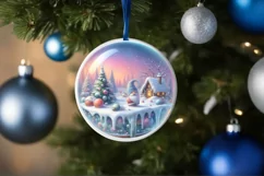 Pastel Watercolor Winter Gnome Round Ornament Product Image 4