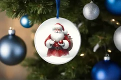 Santa Round Ornament Sublimation PNG Product Image 4