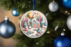 Round Christmas Ornament Sublimation|Clipart Product Image 1