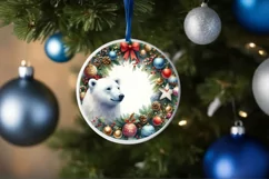 Colorful Watercolor Polar Bear Round Sticker Ornament Product Image 1