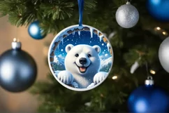 Digital Painting Polar Bear in Snow Made Wall Round Sticker Product Image 1