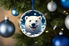 Digital Painting Polar Bear in Snow Made Wall Round Sticker Product Image 1