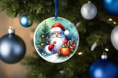 Santa Round Ornament Sublimation PNG Product Image 4
