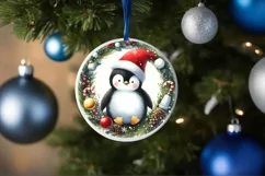 Penguin Round Ornament Sublimation PNG Product Image 1