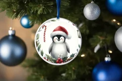 Penguin Round Ornament Sublimation PNG Product Image 4