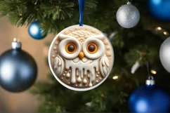 Owl Round Ornament Sublimation PNG Product Image 4