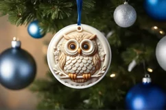 3d Martzipan Owl Christmas Ornament Sublimation PNG Product Image 1