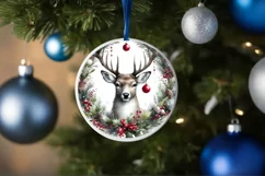 Reindeer Christmas Ornament Sublimation PNG Product Image 4