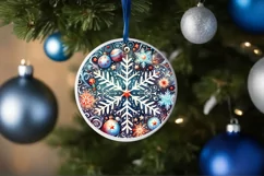 Colorful Pastel Snowflake Round Christmas Decoration PNG Product Image 4