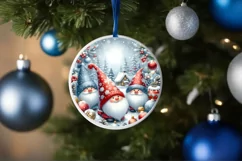 Watercolor Gnomes Christmas Ornament PNG Product Image 4