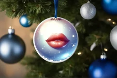 3D Winter Sexy Lips Round Ornament Sublimation PNG Product Image 1