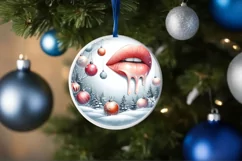 3D Winter Sexy Lips Round Ornament Sublimation PNG Product Image 4