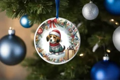 Round Dog Christmass Sublimation PNG Product Image 1