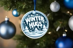 3D Winter Hugs Round Ornament Sublimation PNG Product Image 4