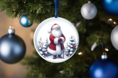 Santa Winter Scene Round Ornament Sublimation PNG Product Image 4