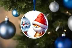 3D Winter Gnome Round Ornament Sublimation PNG Product Image 4