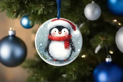 Penguin Christmas Ornament Sublimation PNG Product Image 4