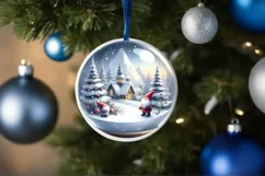 3D Winter Gnome Round Ornament Sublimation PNG Product Image 4