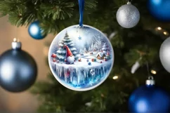 3D Winter Gnome Round Ornament Sublimation PNG Product Image 1