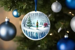 3D Winter Elf Round Ornament Sublimation PNG Product Image 4