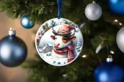 3D Winter Cowboy Round Ornament Sublimation PNG Product Image 4