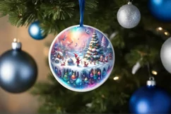 3D Winter Elf Round Ornament Sublimation PNG Product Image 1