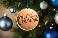 3D BELIEVE Round Ornament Sublimation PNG Product Image 1