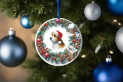 Round Dog Christmass Sublimation PNG Product Image 1