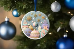 Round Christmas Ornament Sublimation|Clipart Product Image 1
