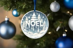 3D Winter Noel Round Ornament Sublimation PNG Product Image 4