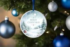 Pastel Watercolor Round Christmas Image with Merry Product Image 4