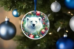 Polar Bear Christmas Ornament Sublimation PNG Product Image 4