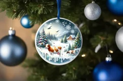 Cow Winter Scene Sublimation PNG Product Image 1