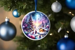 Nativity Scene Winter Round Ornament Sublimation PNG Product Image 4