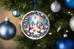 Winter Gnomes White Christmas Round Ornament Sublimation PNG Product Image 4