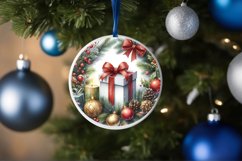 Gift White Christmas Round Ornament Sublimation PNG Product Image 1