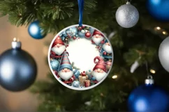 Winter Gnomes White Christmas Round Ornament Sublimation PNG Product Image 1